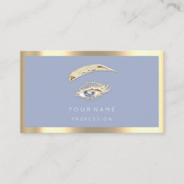 Eyelash Brow Makeup Logotyp Qr-kod Blue Guld Ram Visitkort