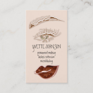Eyelash Brow Makeup Logotyp QRCode Lip Guld Ro Visitkort