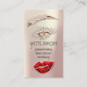 Eyelash Brow Makeup Logotyp QRCode Ro Guld Lip Visitkort