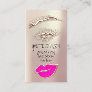 Eyelash Brow Makeup Logotyp QRCode Ro Rosa Lip Visitkort
