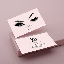 Eyelash Brow Microblade QR-Logotyp Rosa Pastel Visitkort