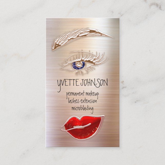 Eyelash Brows Makeup Logotyp QRCode Läppar Red SPA Visitkort (Framsida)