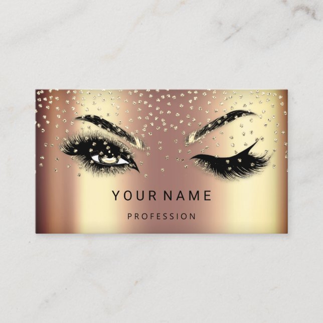 Eyelash Brows Microblade. QR CODE Logotyp Faux Gul Visitkort (Framsida)