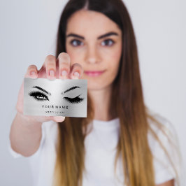Eyelash Brows Microblade. QR CODE-Logotyp Grått Visitkort