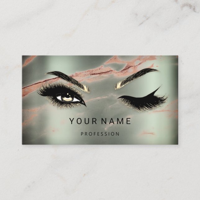 Eyelash Brows Microblade. QR CODE Logotyp Marble T Visitkort (Framsida)