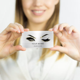 Eyelash Brows Microblade. QR CODE Logotyp Silver Visitkort