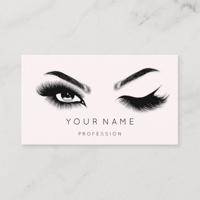 Eyelash Brows Microblading QRCODE Logotyp Rosa Pas Visitkort (Framsida)