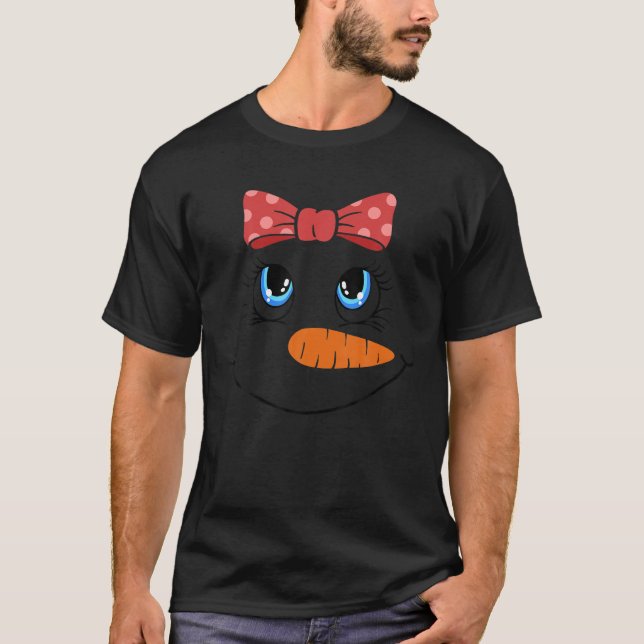 Eyelash Cute Snögubbe Girl Ansikte jul Kvinnor L T Shirt (Framsida)