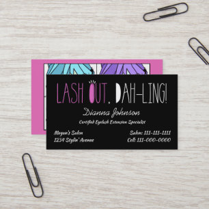"Eyelash Divas" "Lash Out, Dah-ling!" Affärskort Visitkort