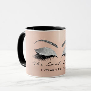 Eyelash Exention Beauty Grått Silver Öga Glitter Mugg