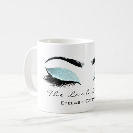 Eyelash Exention Beauty Studio Aqua Blue Glitter Kaffemugg