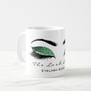 Eyelash Exention Beauty Studio Cali Grönt Glitter Kaffemugg