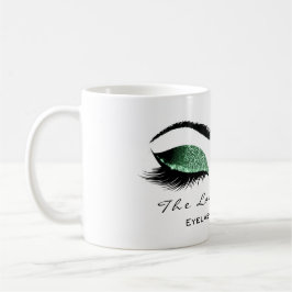 Eyelash Exention Beauty Studio Cali Grönt Glitter Kaffemugg
