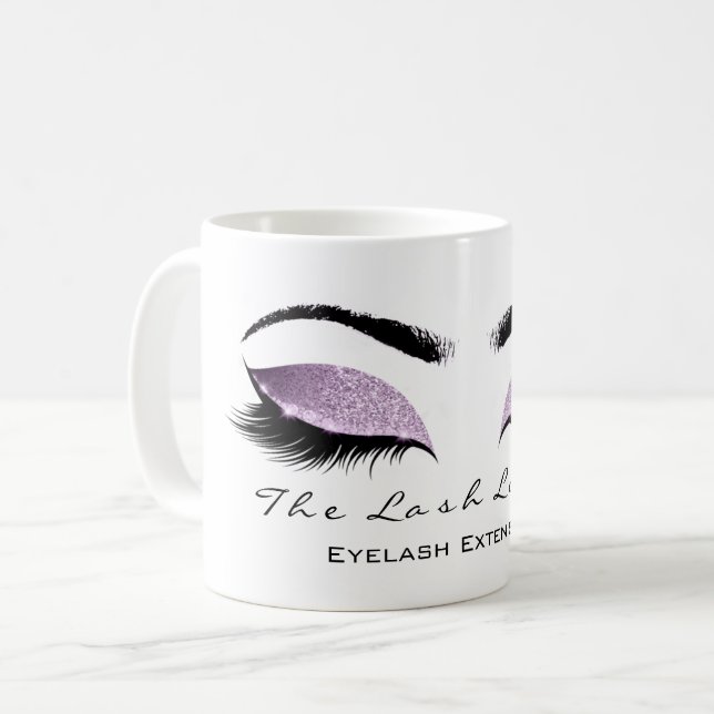 Eyelash Exention Beauty Studio Glitter Kaffemugg (Framsida vänster)