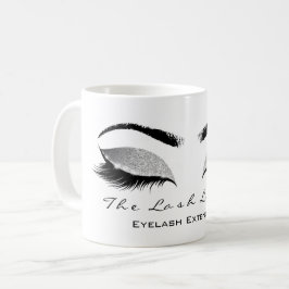 Eyelash Exention Beauty Studio Grått SilverGlitter Kaffemugg