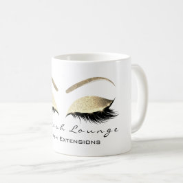 Eyelash Exention Beauty Studio Guld Glitter Kaffemugg