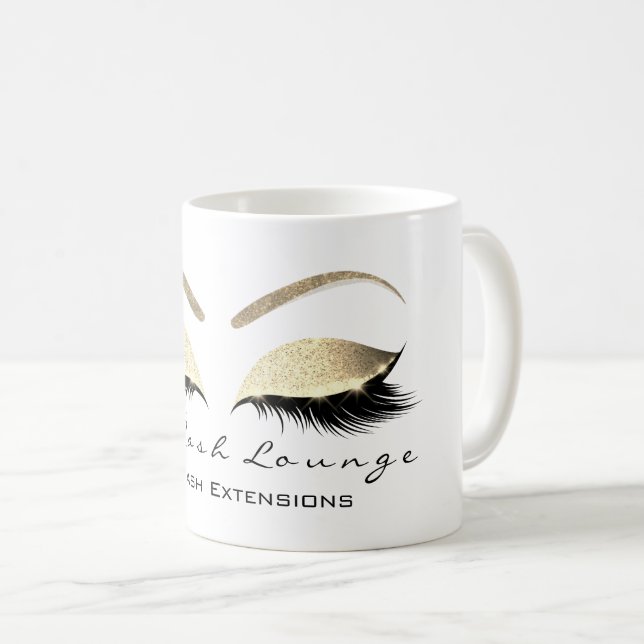 Eyelash Exention Beauty Studio Guld Glitter Kaffemugg (Framsida höger)