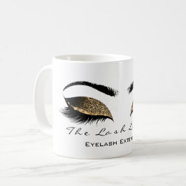 Eyelash Exention Beauty Studio honey Guld Glitter Kaffemugg