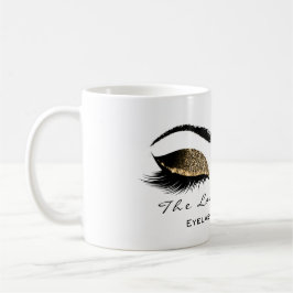 Eyelash Exention Beauty Studio honey Guld Glitter Kaffemugg