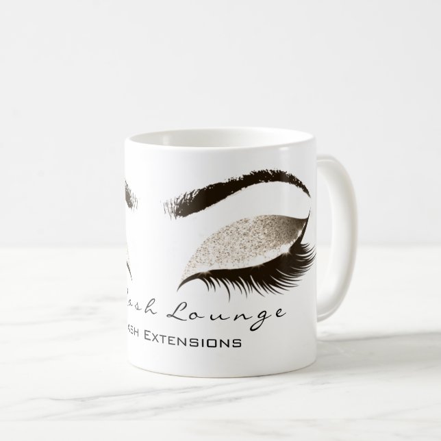 Eyelash Exention Beauty Studio Ivory Lux Glitter Kaffemugg (Framsida höger)