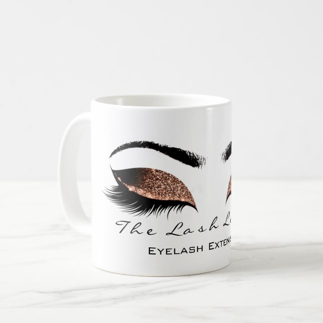 Eyelash Exention Beauty Studio Kaffe Glitter Kaffemugg (Framsida vänster)