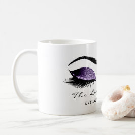 Eyelash Exention Beauty Studio Lila Glitter Kaffemugg