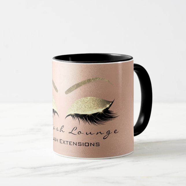 Eyelash Exention Beauty Studio Ro Guld Glitter Mugg (Framsida höger)