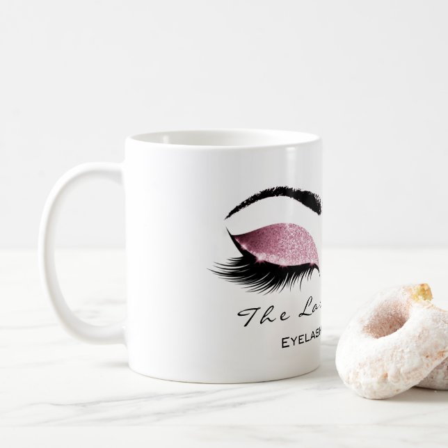 Eyelash Exention Beauty Studio Rosa ros Glitter Kaffemugg (Med munk)