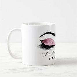 Eyelash Exention Beauty Studio Rosa ros Glitter Kaffemugg