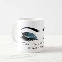 Eyelash Exention Beauty Studio Teal Glitter Kaffemugg