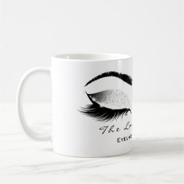 Eyelash Exention Beauty Studio White Grått Glitter Kaffemugg