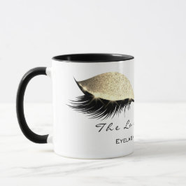 Eyelash Exention Beauty Studio White Guld Glitter Mugg