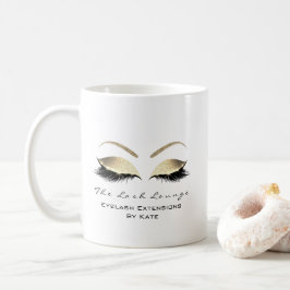 Eyelash Extension Beauty Studio Guld Glitter Kaffemugg