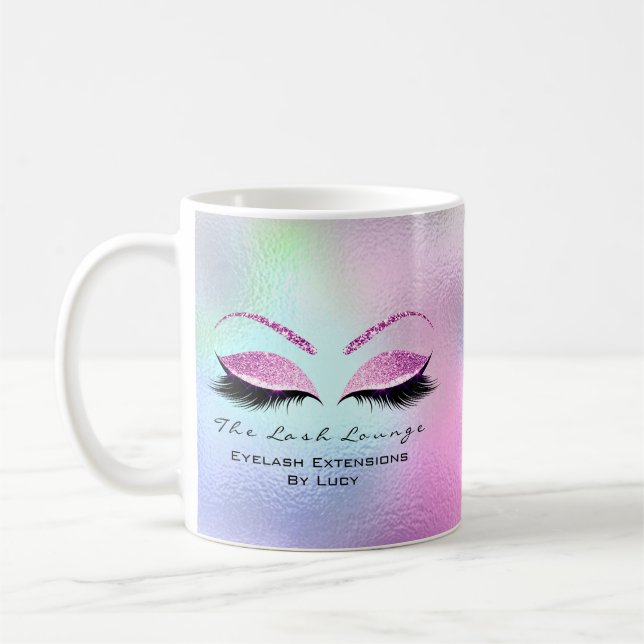 Eyelash Extension Beauty Studio Rosa Blue Ombre Kaffemugg (Vänster)
