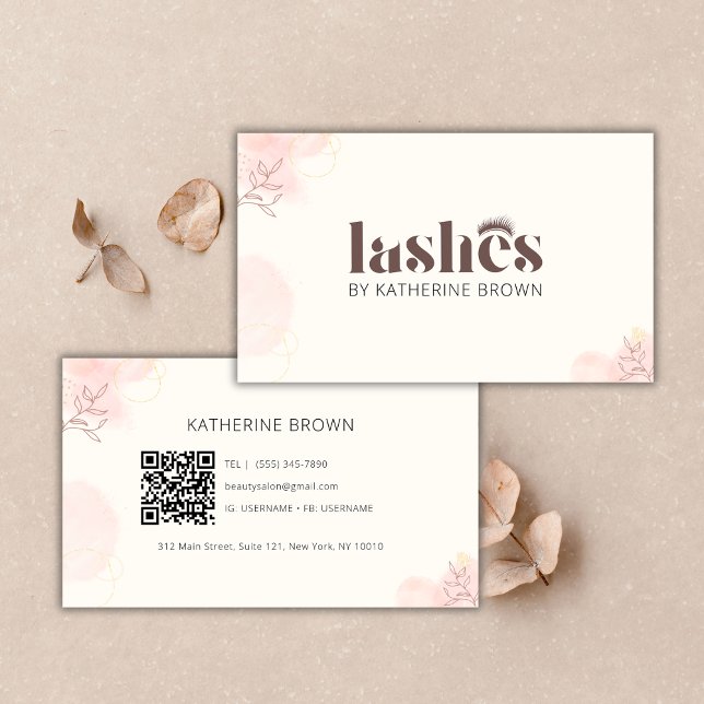 Eyelash Extension Branding Lash Artist QR-kod Visitkort (Eyelash Extension Branding Lash Artist QR Code Business Card)