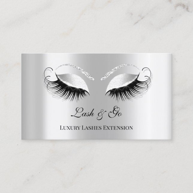 Eyelash Extension Brows Makeup Artist Silver Grått Visitkort (Framsida)