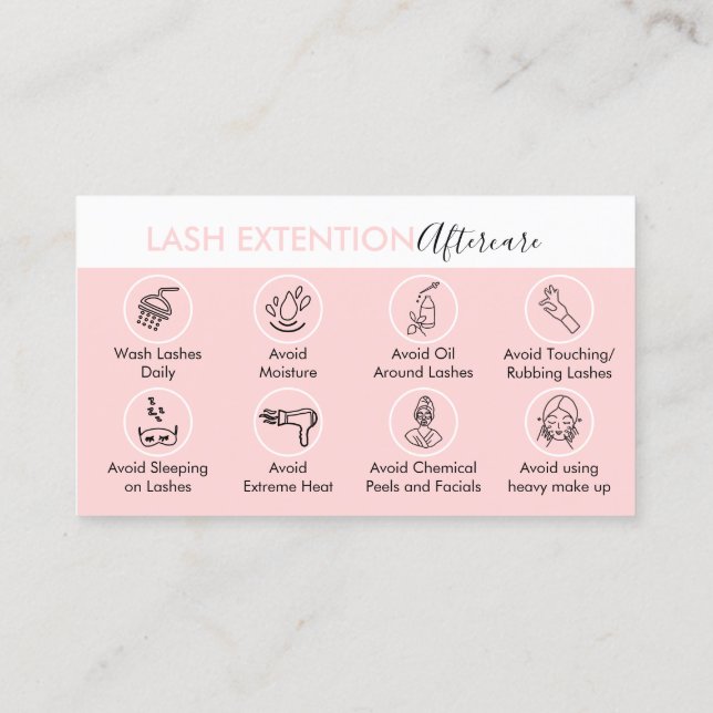 Eyelash Extension Cares Eftervård Instruktion Visitkort (Baksida)
