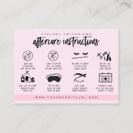 Eyelash Extension Efterhandsinstruktioner Lash Log Visitkort