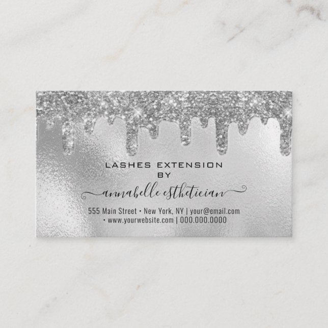 Eyelash Extension Eftervård Instruktion Glitter Visitkort (Framsida)