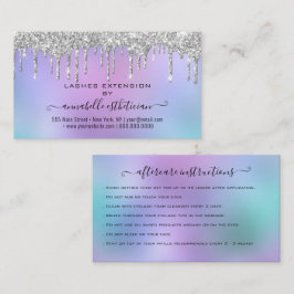 Eyelash Extension Eftervård Instruktion Glitter Visitkort