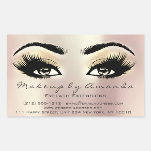 Eyelash Extension Guld Makeup Artist Beauty Salon Rektangulärt Klistermärke