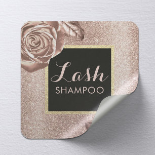 Eyelash Extension Lash Cleaner Ro Guld Blommigt Fyrkantigt Klistermärke