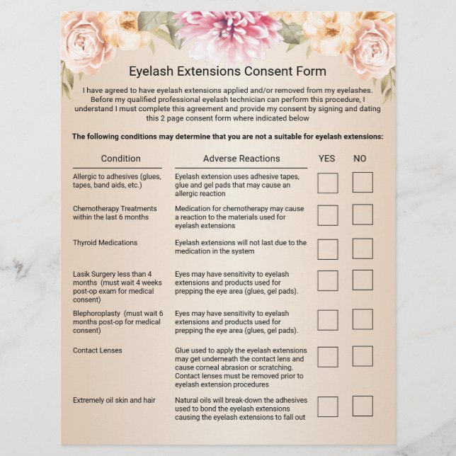 Eyelash Extension Liability Waiver Elegant Ivory Reklamblad (Framsidan)