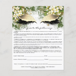 Eyelash Extension Liability Waiver Guld Blommigt L Flygblad