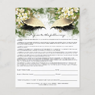 Eyelash Extension Liability Waiver Guld Blommigt L Flygblad