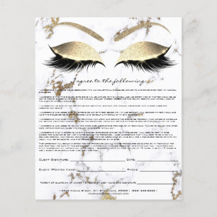 Eyelash Extension Liability Waiver Guld Marble Flygblad