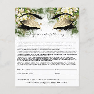 Eyelash Extension Liability Waiver Guld Microblade Flygblad