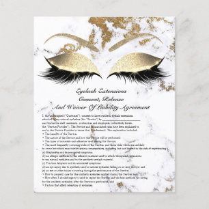 Eyelash Extension Liability Waiver Marble Guld Flygblad