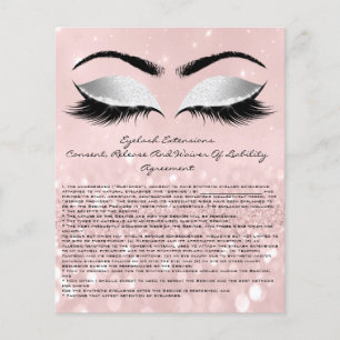 Eyelash Extension Liability Waiver Öga Grått Rosa Flygblad