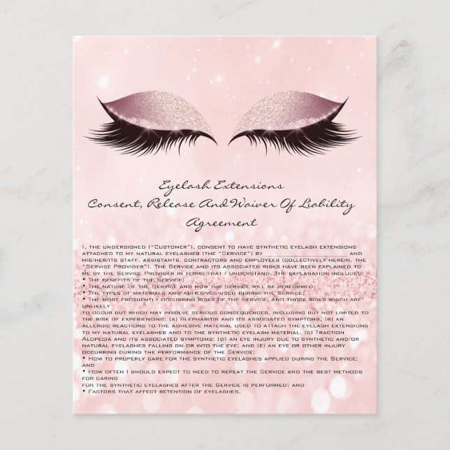 Eyelash Extension Liability Waiver Öga Rosa Flygblad (Framsidan)